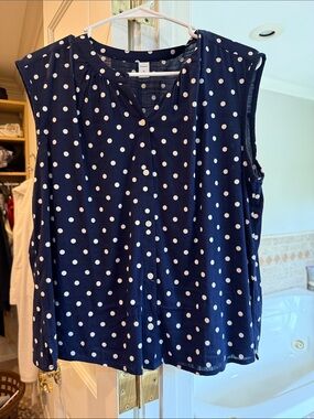 Old Navy Navy Blue Polka Dot Button-Front Tank